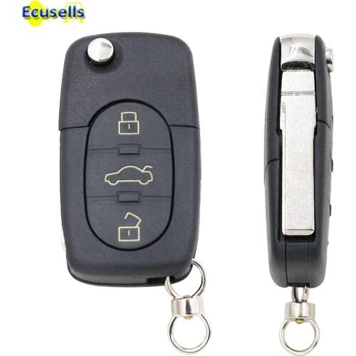 FOR AUDI VW 3 Button Remote Fob Flip Key With Placing For CR2032 Battery with big battery position HAA HU66 blade