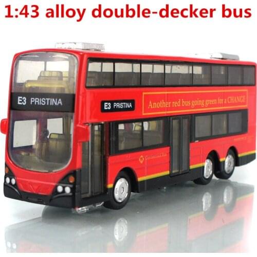 1:43 alloy double-decker bus, city bus high simulation model, metal diecasts, pull back & flashing & musical, free shipping