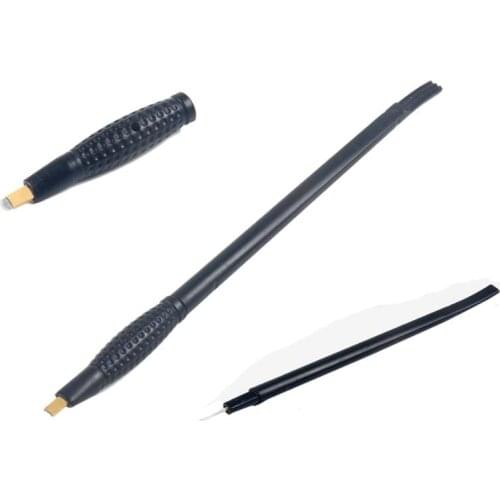 Professional Permanent Makeup Black disposable microblading pens hand tools 0.18mm 18U pins needles embroidery blades with Cap