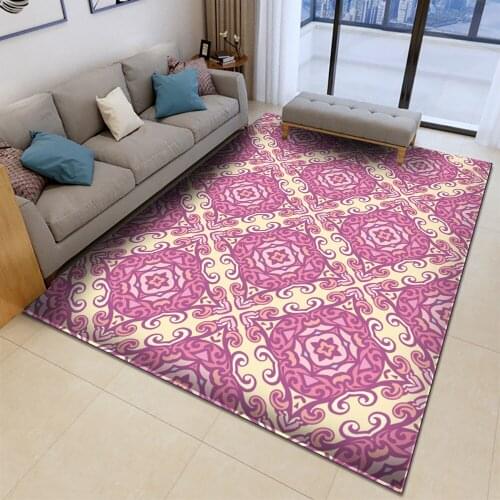 Tapis Bohemian Style Fashion Mandala Pattern Carpet Non-slip Bath Mat Soft Fluffy Flannel Living Room Bedroom Decorative Carpet