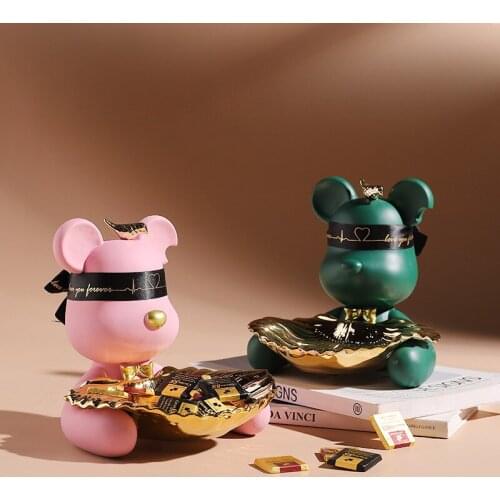 Creative Dog Statue Figurine Resin Sculpture Home Office Bar Store Decoration Storage Ornament Crafts Candy Key Nuts Organizer