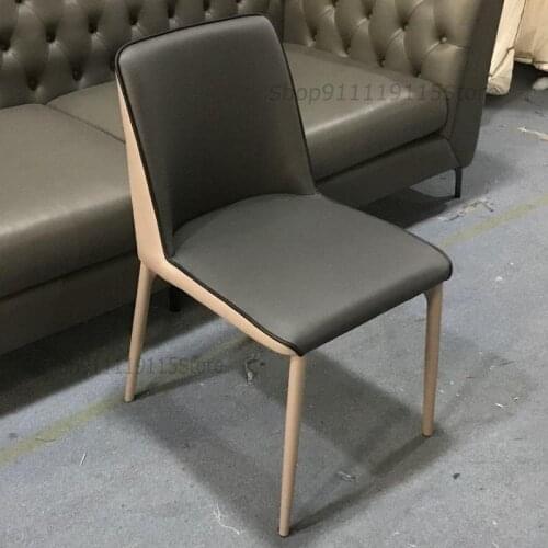 Custom Nordic Luxury Dining Chair Modern Simple Iron Leather Chair Leisure Creative Soft Bag Chair Home Back Chair Desk Chair