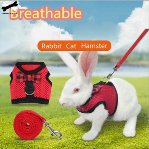 Rabbits Hamster Ferret Small Animals Vest Harness With Leash Bunny Mesh Chest Strap Harnesses Guinea Pig Pet Accessories 96