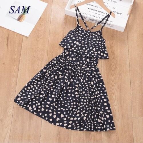 2020 summer sweet and lovely girls dress European and American childrens long suspender dresses sleeveless beach dress for kids