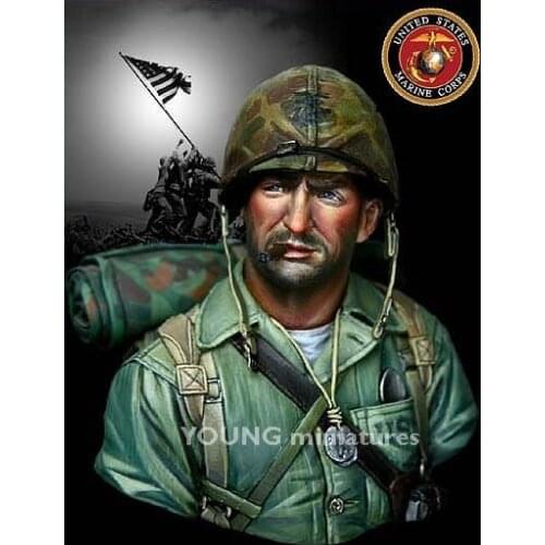 1/10 Scale Resin Bust WW2 US Pacific Battlefield Figure Model Kit Free Shipping
