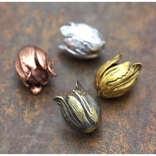 Fashion Antique Copper Beads Cap Tulip Flower Tassel Cap Jewelry Findings For Sari Silk Tassel Pendants In 17*23 mm FC5793