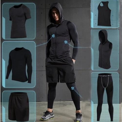 Gym Tights Sports Suits Men Running Set Basketball Compression Underwear Training Sport Set Quick Dry Jogging Running Sportswear