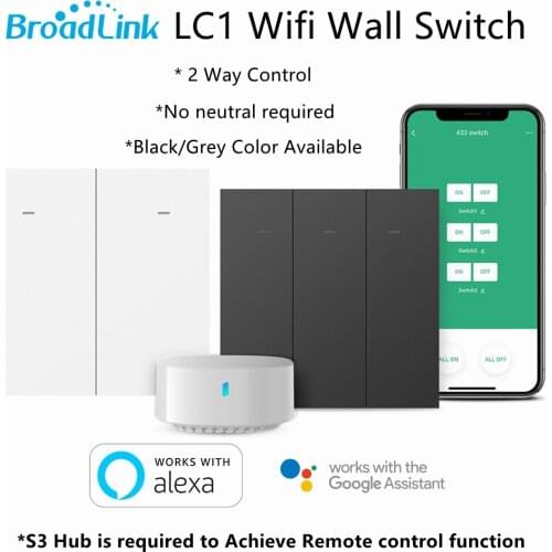 Broadlink LC1 WiFi Wall Light Switch Single Live Wire Rocker Switch Smart Remote Control NO Need Neutral Wire