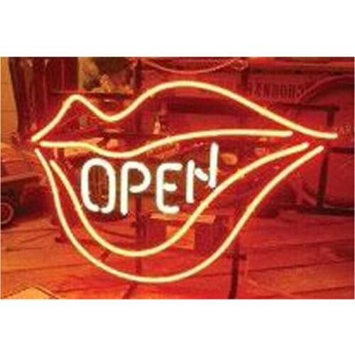 NEON SIGN For OPEN MOUTH SIGN Signboard REAL GLASS BEER BAR PUB display Restaurant christmas Light Signs 17*14"