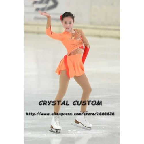 Hot Sales Ice Figure Skating Dresses Fashion New Brand Competition Girls Figure Skating Dresses Crystal c