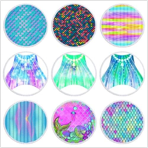 150cm Microfiber Mermaid Pattern Beach Towel Home Decor Wall Tapestry Outdoor Sport Yoga Mat Beach Swimming Towel