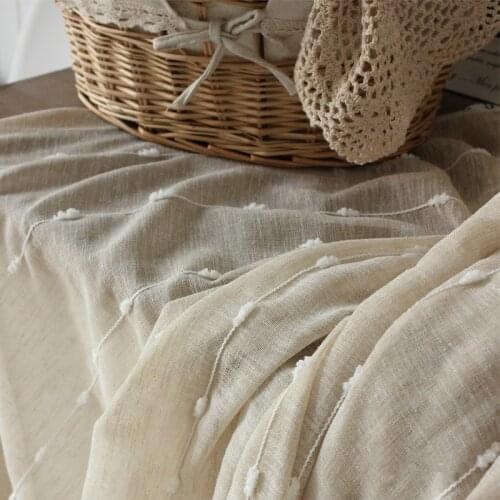2.8m width French Japanese pure color cotton and linen semi-shade linen curtain tablecloth handmade INS fabric