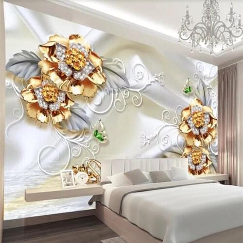 Beibehang Custom wallpaper luxury 3d swan gold leaf water pattern jewelry TV background wall paper 5d papel de parede 8d murals
