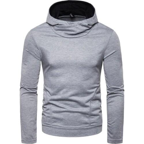 2021 boys high-neck pullover solid color hooded long-sleeved sweatshirts