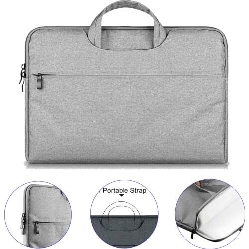 Rainyear Laptop Bag Sleeve Handbag Case Thicken Notebook Carry Bag 11 13 14 15 15.6 inch For Macbook Air HP ASUS Acer Light Grey