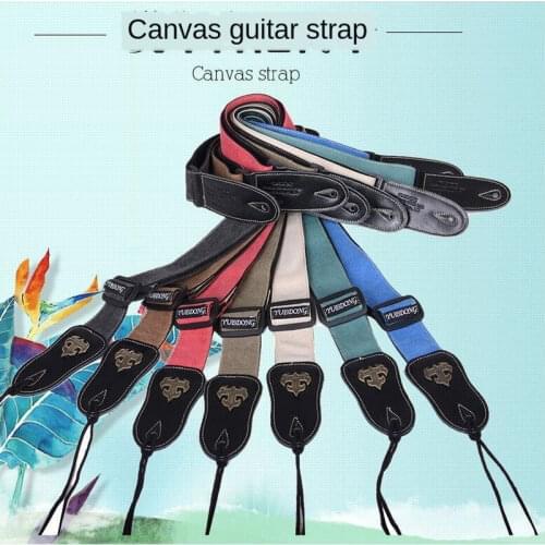 Guitar Strap Leather Head Electric Bass Widened Thick Diagonal Shoulder Strap Cotton Canvas Durable Guitar Accessories