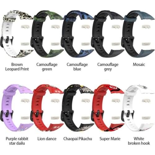 2021 Silicone Band Straps For Honor Band6 For Huawei Bracelet 6/Honor Band6 Graphic Print Watchband Replacement Watch Strap