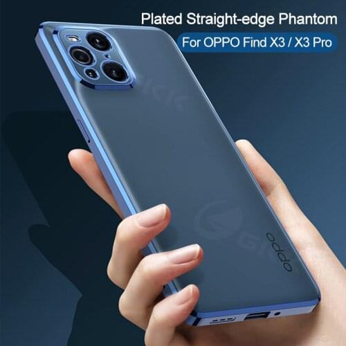 GKK Luxury Plating Straight Edge Case For OPPO Find X3 Pro Anti-knock Soft Cover For OPPO Find X3 Pro Case With Screen Protector