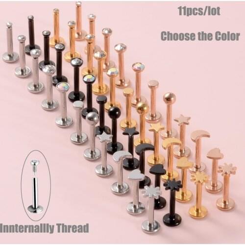 1Pack Surgical Steel Ear Tragus Cartilage Heart Ball Moon Labrets Lip Stud Ring Ball Ear Lobe Earrings Body Piercing Jewelry