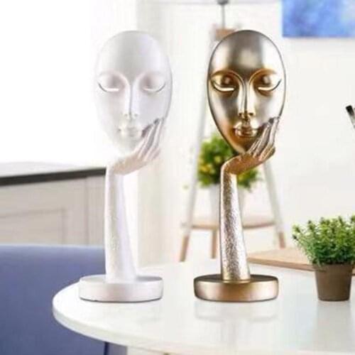 Nordic Abstract Thinker Thinking Lady Mask Figurine Resin Statue Office TV Cabinet Home Decoration Crafts