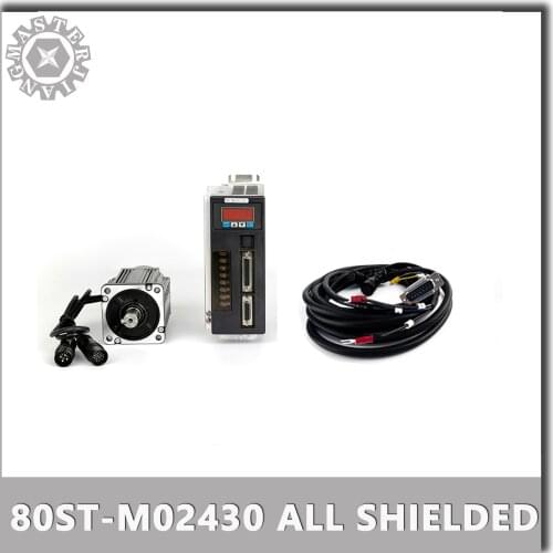 With all Shielded cables 220V 750W 80ST-M02430 AC Servo motor 3000RPM 2.39N.M servomotor Single-Phase