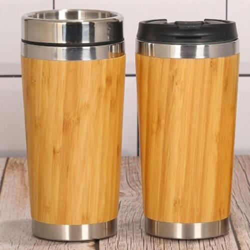 Stainless Steel Liner Tumbler Wooden Insulated Coffee Tea Mug Travel Camping Cup Thermos Bottle with Lid