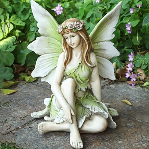 Garden Resin Crafts Decoration Girl Flower Fairy European Creative Furnishings Home Courtyard Villa Crafts Statue Ornaments