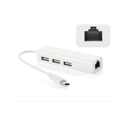 USB 3.1 Type-C HUB 3 USB 2.0 Splitter Type C to RJ45 Network Cable Cord Converter Adapter Ethernet Wired Network hab