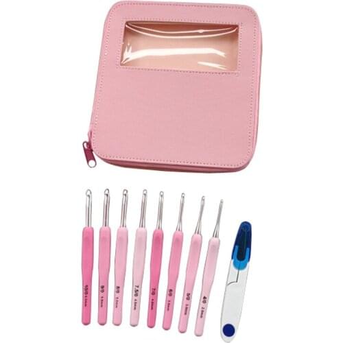 Knitting Tool for Knitting Skillful Sweater Soft Handle Hook Needle Set of 8 PU Packaging Belt Accessories