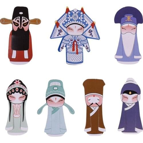 XRHYY A Pack of Self-Adhesive Chinese Style Beijing Opera Paper Bookmark 7 Pieces Different Design Great Gift