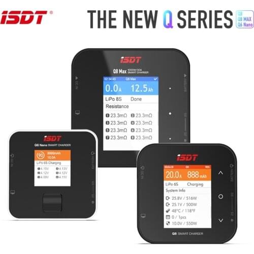 ISDT Q8 500W 20A 2-8S / Q8 MAX 1000W / Q6 Nano 200W 8A 1-6S Lipo Battery Balance Charger for Lilon LiPo LiHV NiMH Pb RC Models