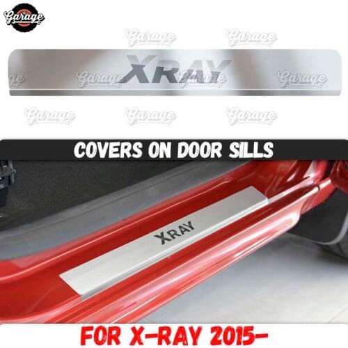 Guard covers on door sills for Lada X-Ray 2015- Stainless steel accessories interior molding car styling tuning