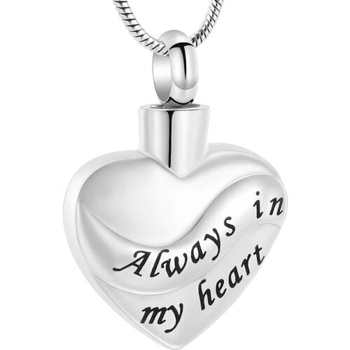 W010 Always in My Heart Cremation Jewelry for Ashes Pendant Cross Memorial Urn Necklace for Pet Human
