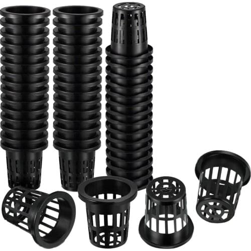 100 Pack 1.77 Inch Net Cups Slotted Mesh Wide Lip Filter Plant Net Pot Bucket Basket for Hydroponics Aquaponics Orchids
