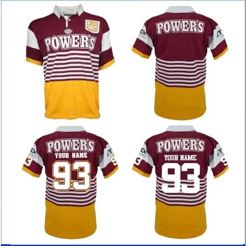 1993 BRISBANE BRONCOS RETRO RUGBY JERSEY 1993 Brisbane Broncos Rugby TRAINING SHORTS JERSEY size S--5XL