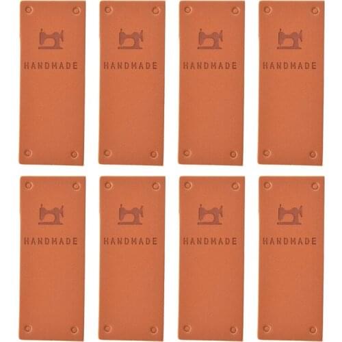 24PCS/pack Letter Printed PU Leather Labels Tags For Garment Hat Bags Decoration DIY Handmade Crafts Sewing Accessories