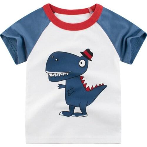27kids 2-10 Years Cartoon Dinosaur Pattern Baby Kids Boys T Shirt For Summer Cotton Infant Children Boys Girls Shorts Garment