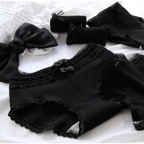 3Pcs/lot Solid Panties Women Underwear Cotton Lace Briefs Seamless Shorts Printing Underpants Girls Cute Panty Woman Underwear