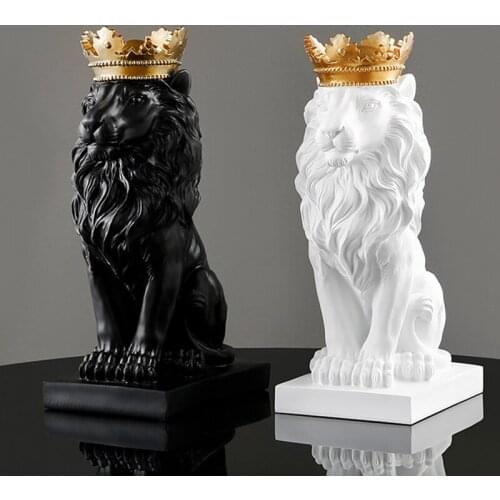 3D Lion Statue Home Decoration Animal Sculpture Modern Table Decoration Size 36 X 19x14cm Figurines Desktop Art Deco