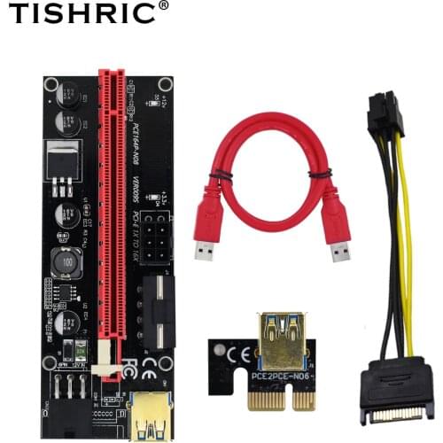 5pcs 2021 Newest TISHRIC PCI-E Riser Card 009s/009 PCIE PCI E 6pin Extender USB 3.0 Adapter Cable Mining Riser For Video Card