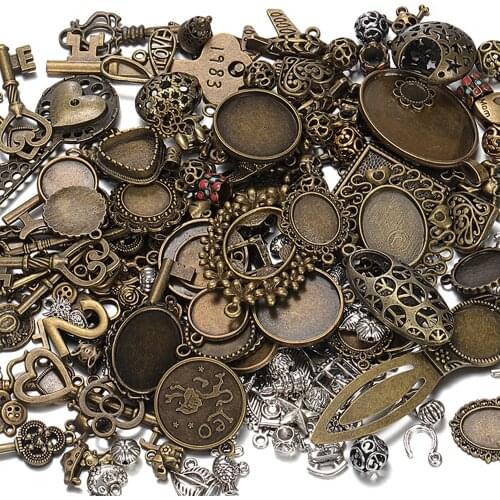 50g 100g DIY Steampunk Mixed Charms Pendants Metal Vintage Bracelets Crafts Necklaces Accessories for Jewelry Making Components