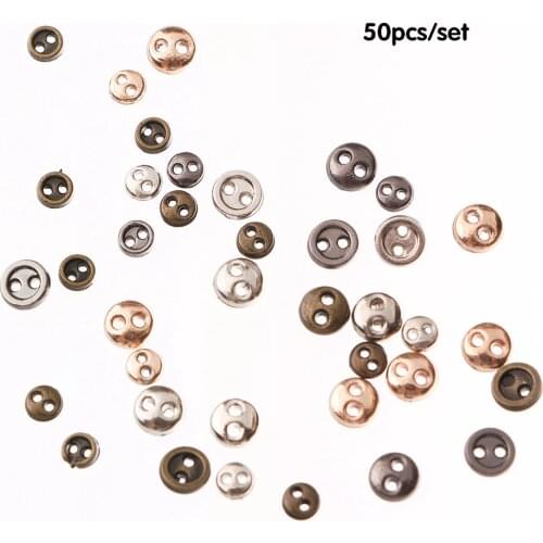 50Pcs/Lot 3/4/5/6mm Handmade Mini Metal Buttons DIY Doll Clothing Sewing Round Buttons DIY Doll Clothes Accessories