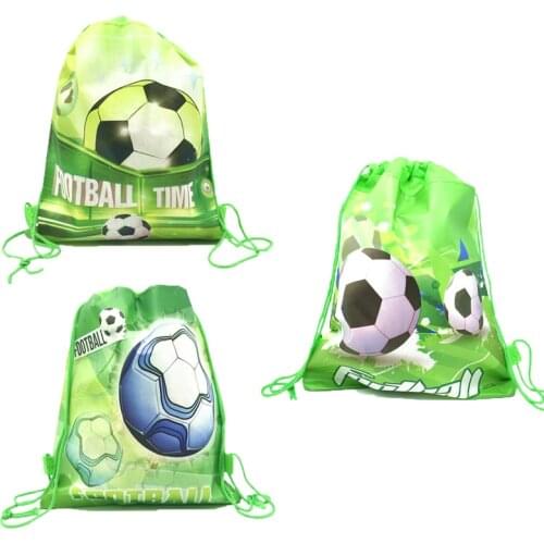8/16/24/32pcs Football Theme Kids Birthday Gifts Non-Woven Fabric Drawstring Bags Travel Clothes Shoes Storage School Backpack