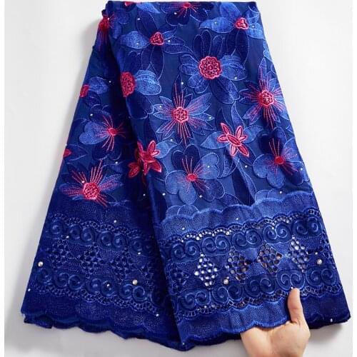 African Lace Fabric 2021 New Blue Swiss Austria Cotton Voile Embroidery Sweing Fabrics 5 Yards Dresses For Women Wedding A 2522