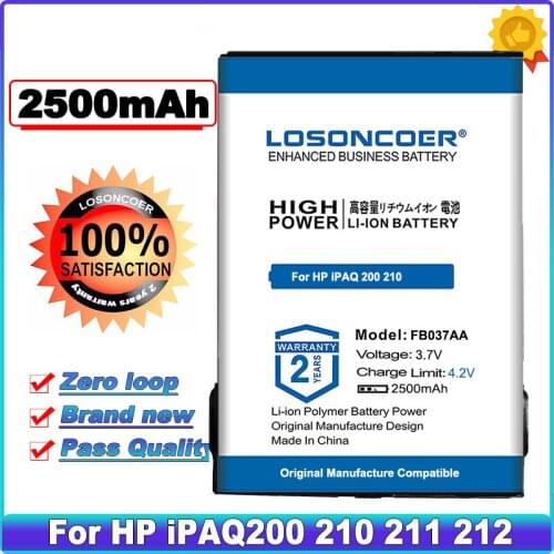 LOSONCOER 2500Ah Battery for HP IPAQ 200 210 211 212 214 216 410814-001 419306-001 451405-001 459723-001 FB037AA Batteries