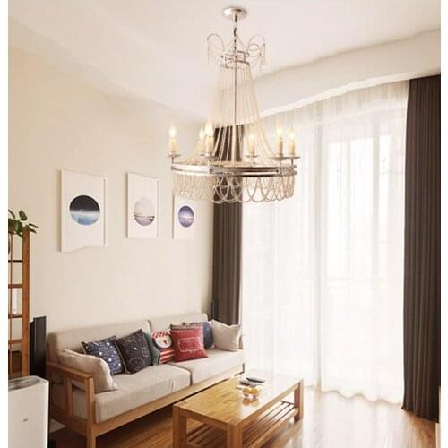 American chandelier bedroom crystal lamp living room creative simple dining room lamps art pearl decoration chandelier