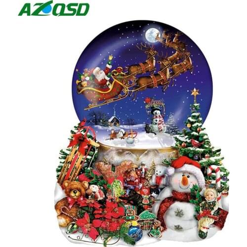 AZQSD Diamond Painting Christmas Deer Snowman Cross Stitch Kits Needlework Diamond Embroidery Cartoon Handmade Craft
