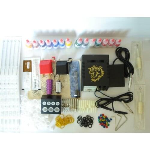 Cheap tattoo kit Rotary tattoo machine 2 top tattoo gun 14 color inks tattoo set A017