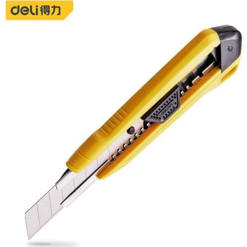Deli DL018-3 Utility Knife With Plastic Handle SK4 Blade Plastic Handle Shell Electrician Tools Office Tools Auto Lock Function