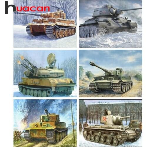 Huacan Tank Diamond Painting New Arrivals Mosaic Cross Stitch Military Embroidery War Handmade Gift Home Decor